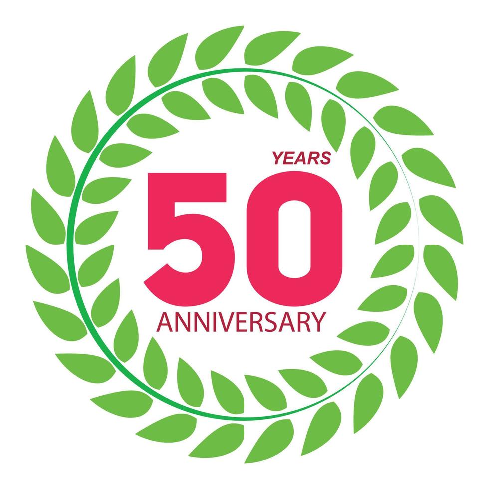 Logo modèle 50 anniversaire en couronne de laurier vector illustration