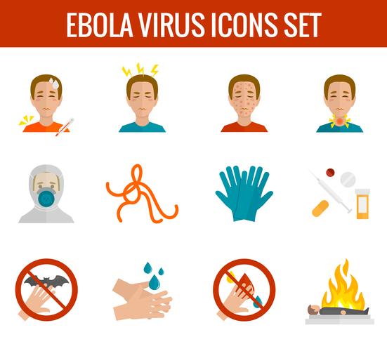 Icônes du virus Ebola à plat vecteur