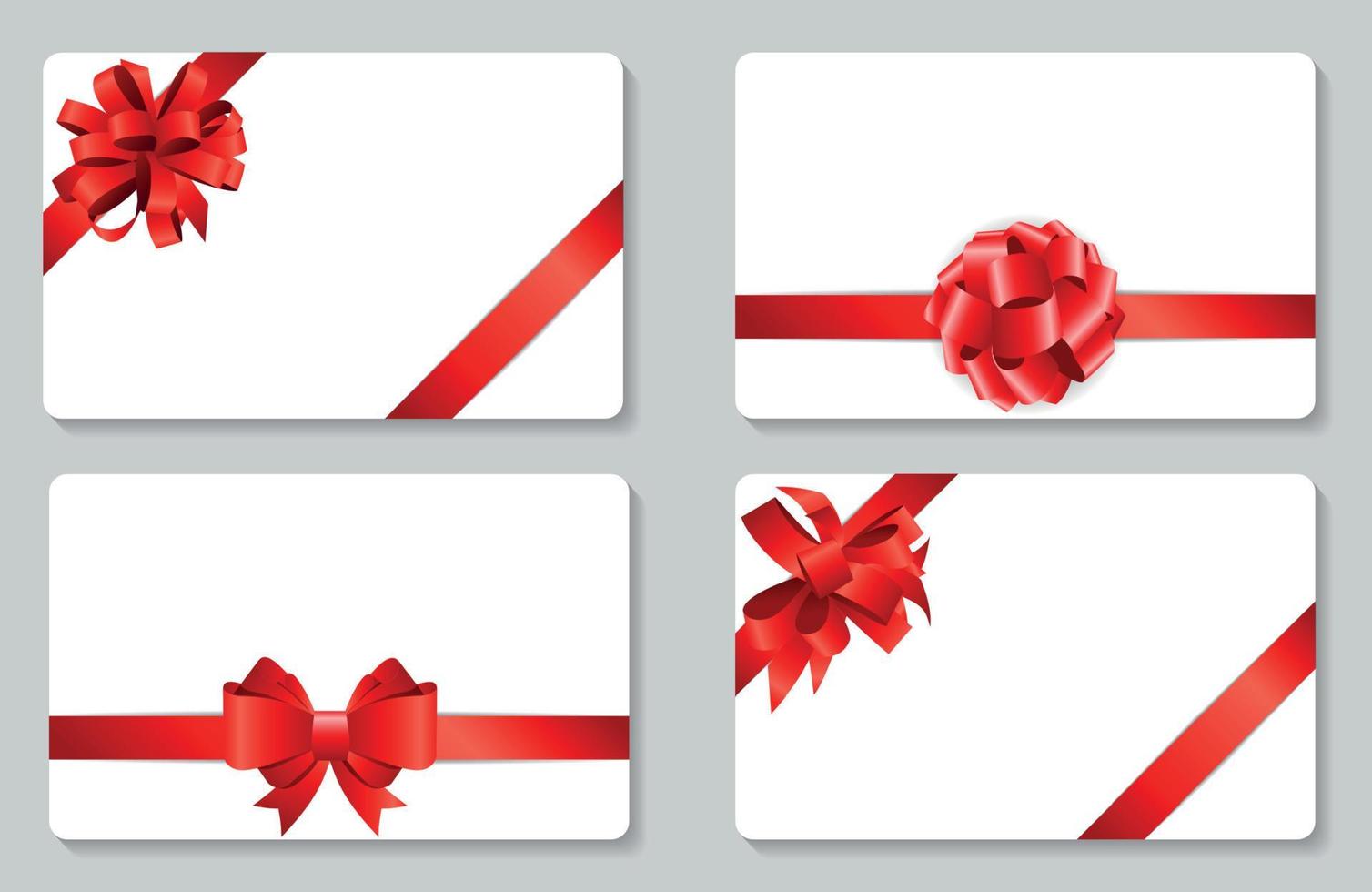 carte-cadeau avec arc rouge et ruban set vector illustration