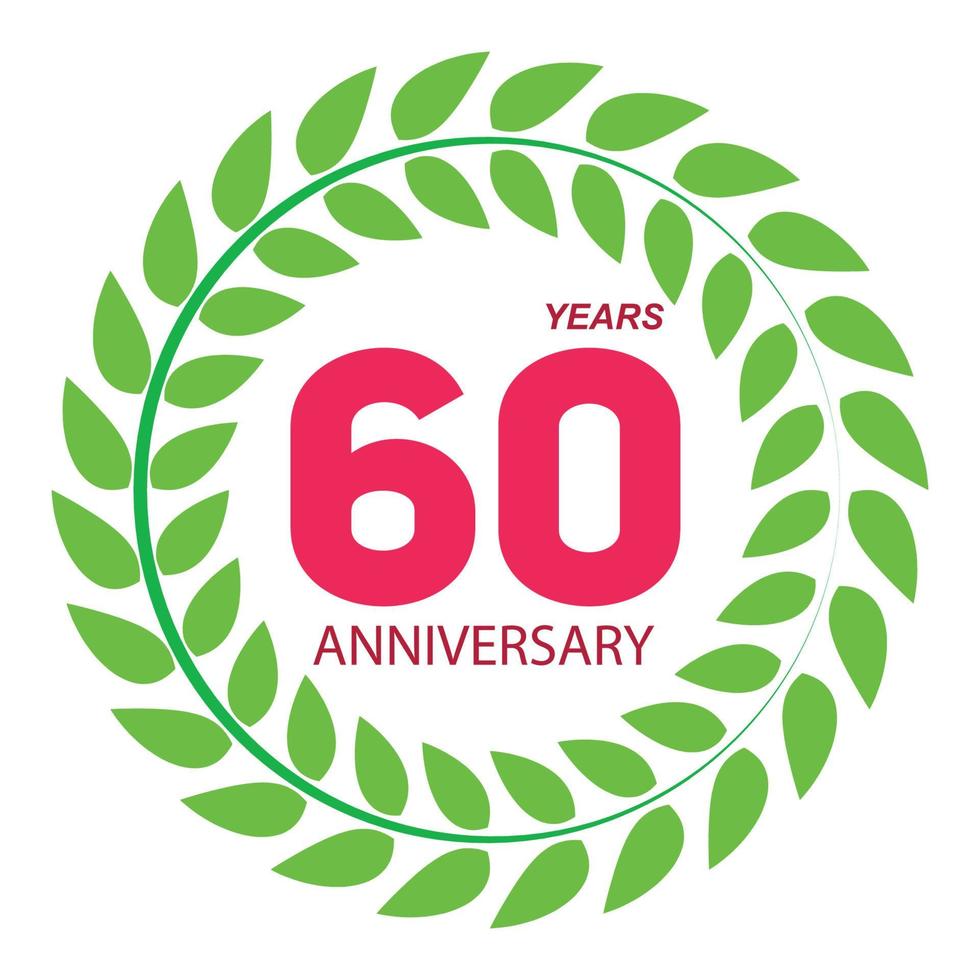 logo modèle 60 anniversaire en couronne de laurier vector illustration