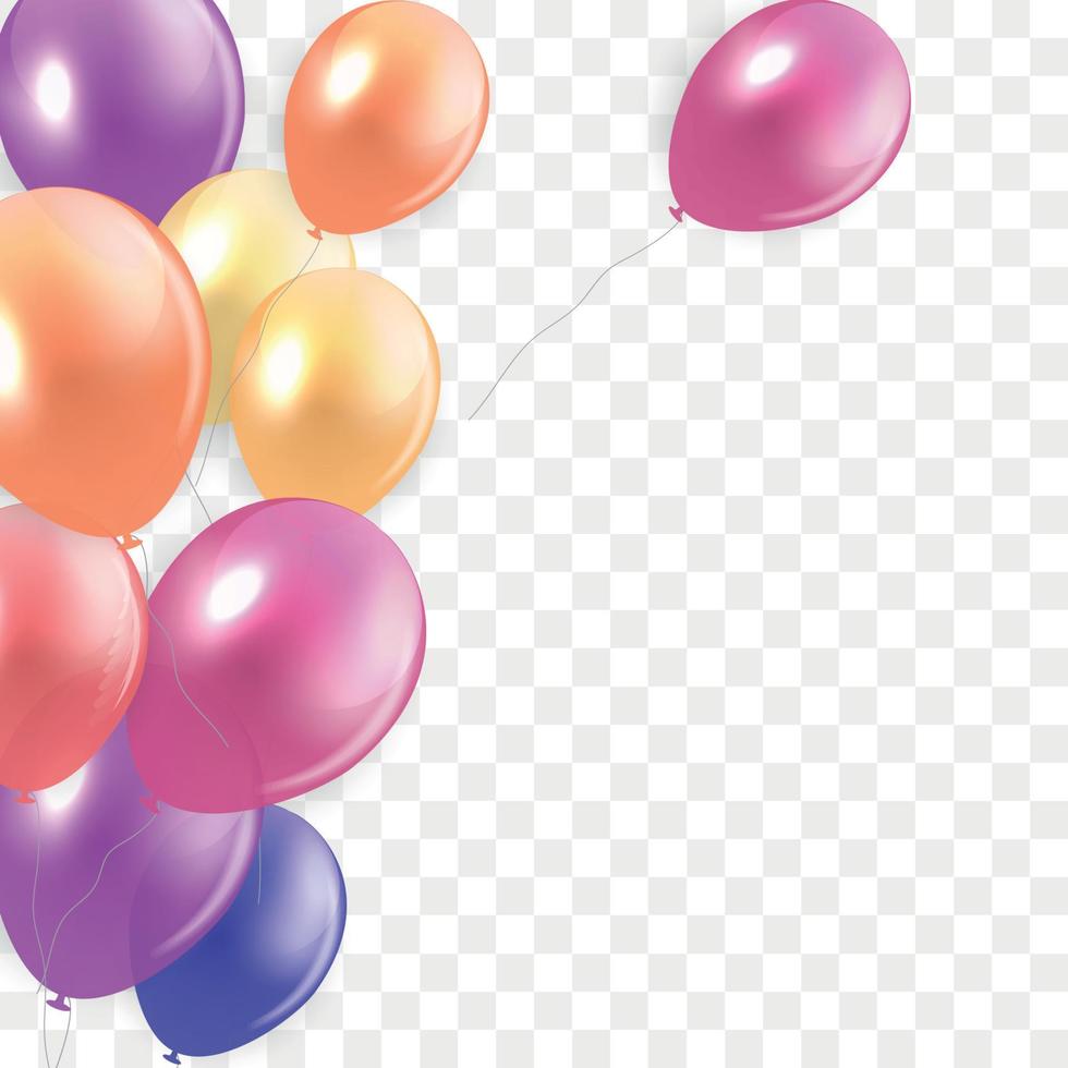 concept de joyeux anniversaire brillant avec des ballons isolés sur fond transparent. illustration vectorielle vecteur
