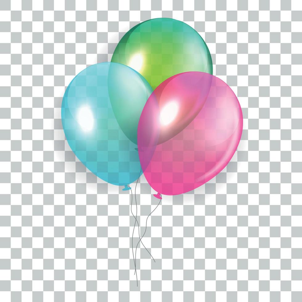 concept de joyeux anniversaire brillant avec des ballons isolés sur fond transparent. illustration vectorielle vecteur