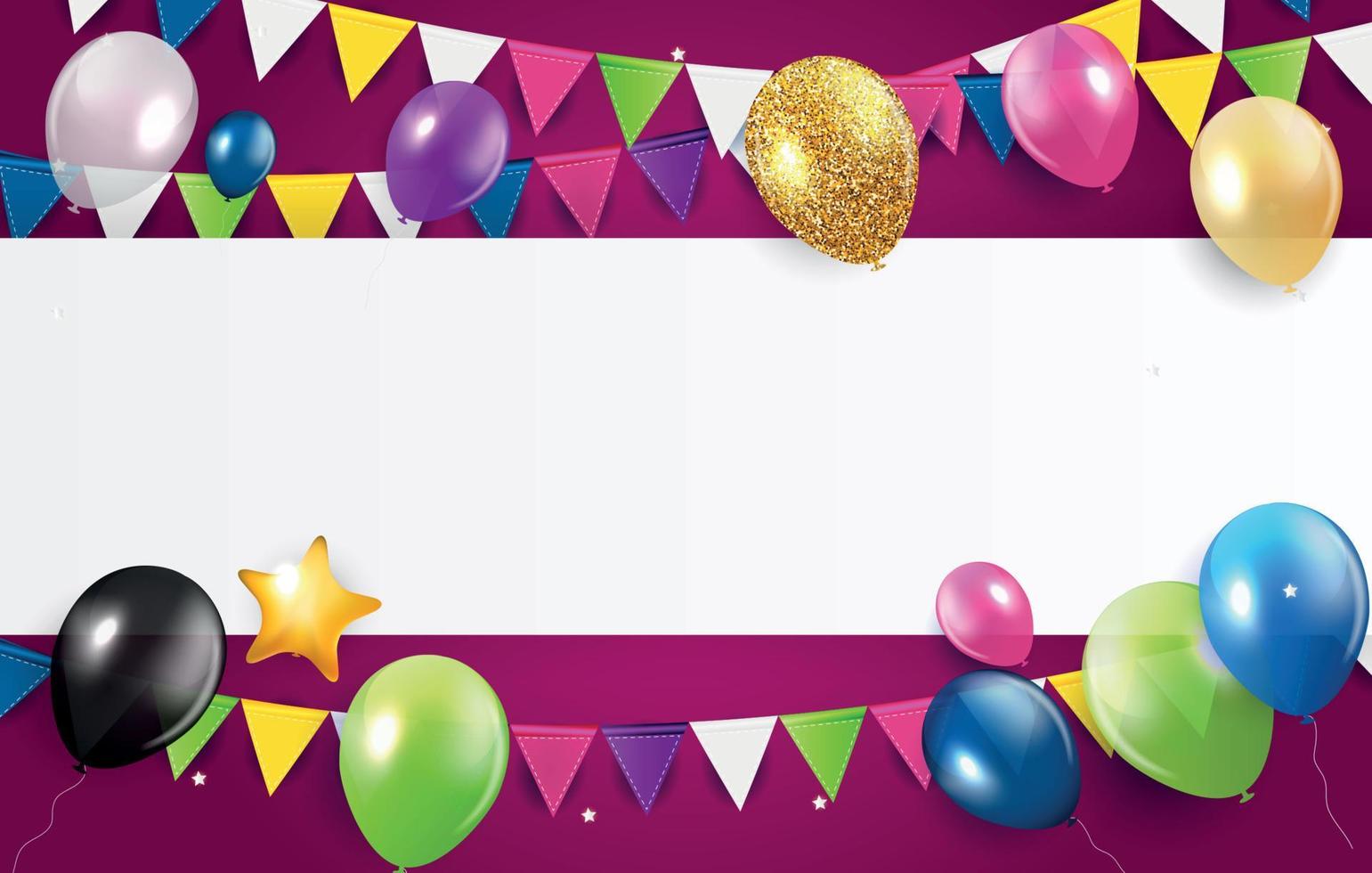 Brillant joyeux anniversaire ballons background vector illustration