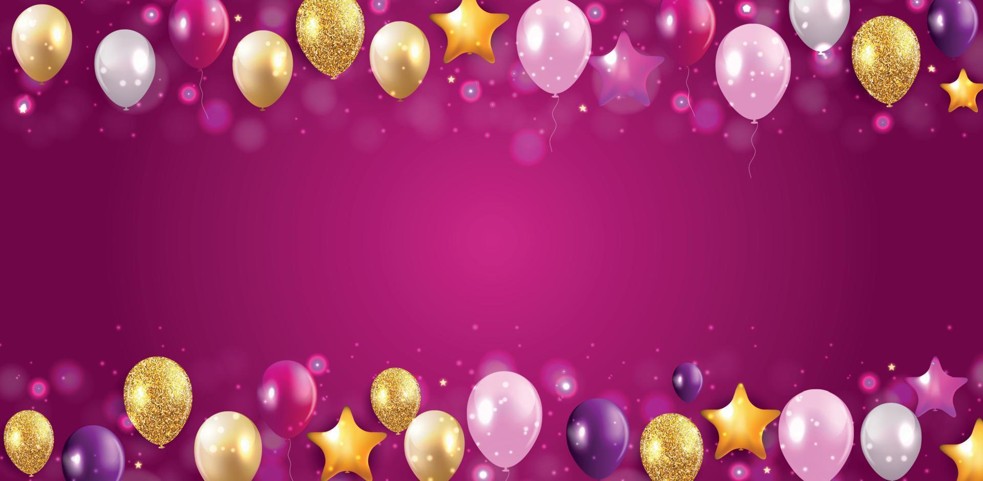 Brillant joyeux anniversaire ballons background vector illustration