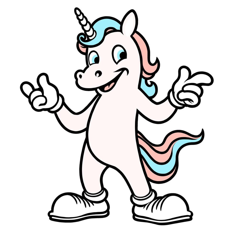 de bonne humeur dessin animé Licorne personnage isolé sur blanc arrière-plan, idéal pour enfants contenu, fantaisie thèmes, et espiègle conceptions. vecteur