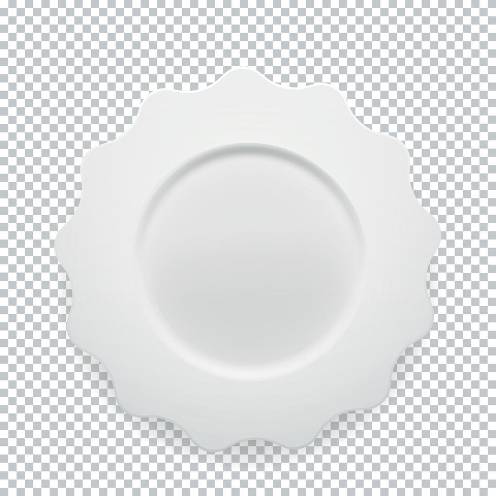 assiette ronde blanche vide sur fond transparent pour votre conception. illustration vectorielle vecteur
