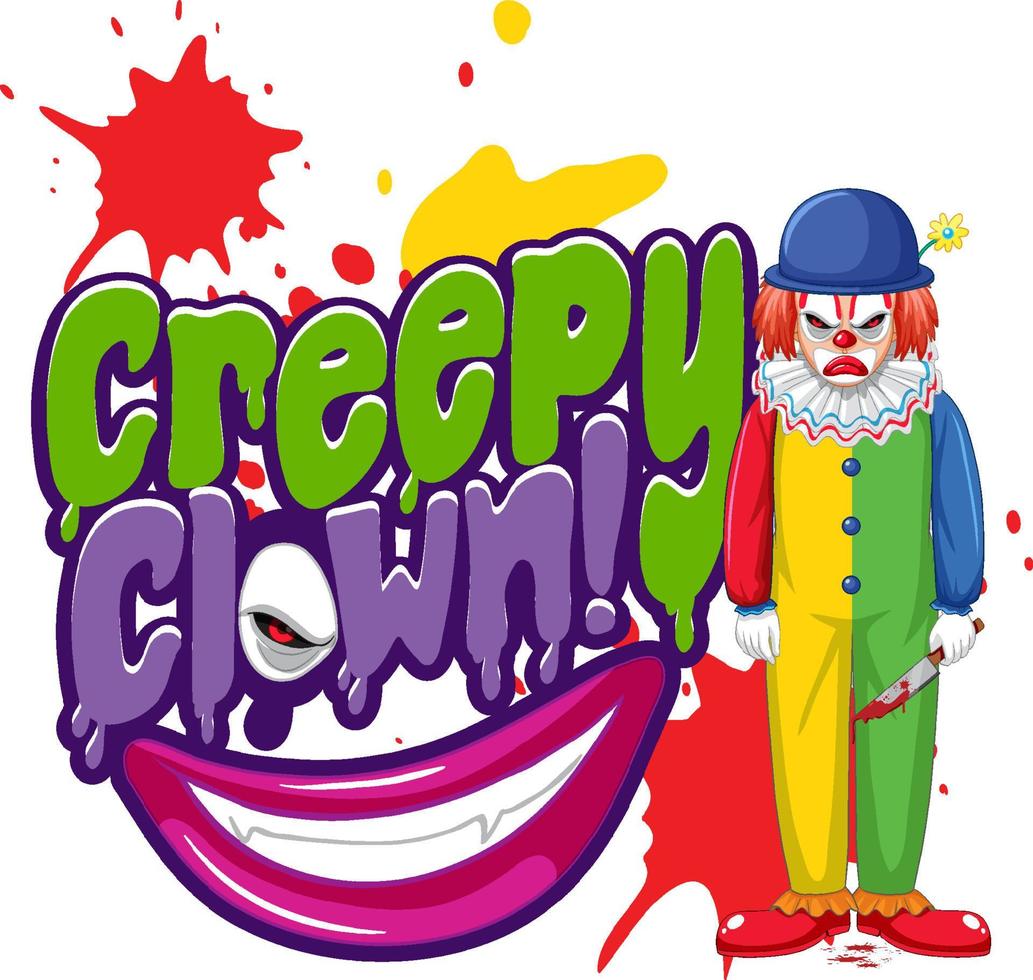 police de clown effrayant avec personnage de dessin animé vecteur