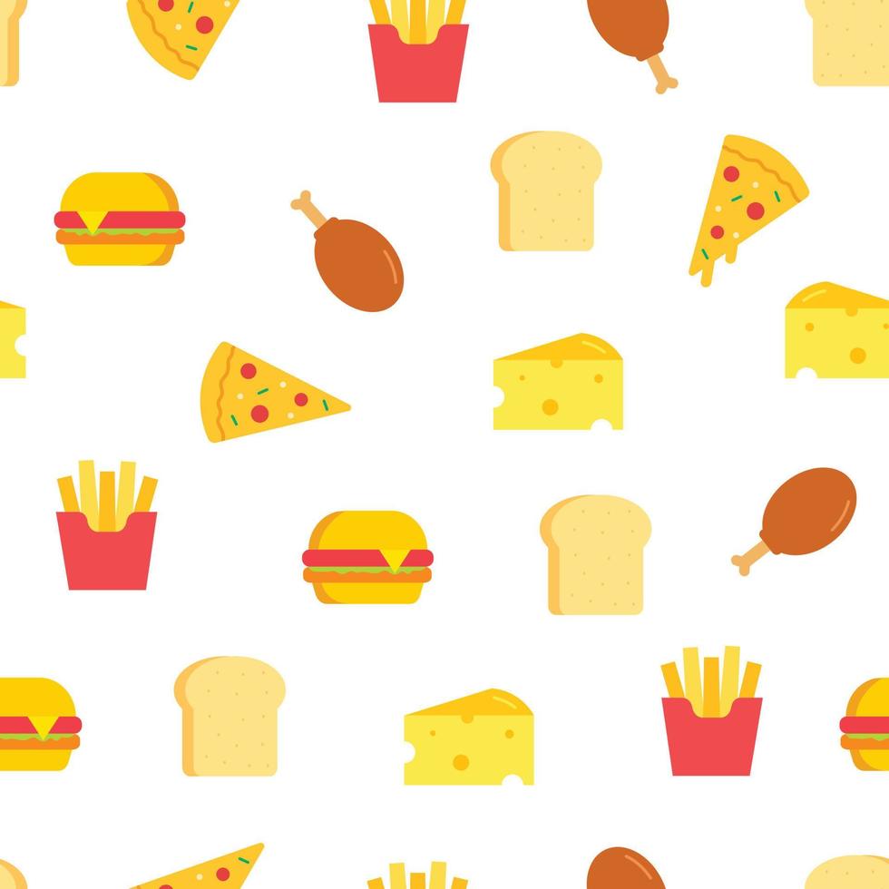 hamburger de modèle sans couture avec le fond de nourriture dessiné à la main de pain dans le style de dessin animé pour le tissu, le textile, la décoration de papier peint vecteur