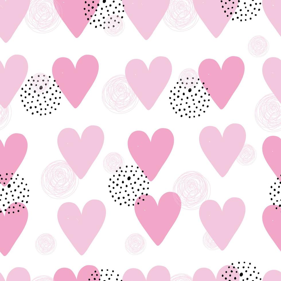 Vector seamless pattern fond en forme de coeur design dessiné à la main dans l'utilisation de style cartoon pour la conception, papier peint, textile