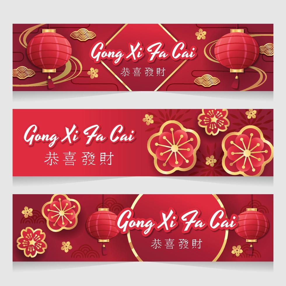 bannière classique joyeux nouvel an chinois vecteur