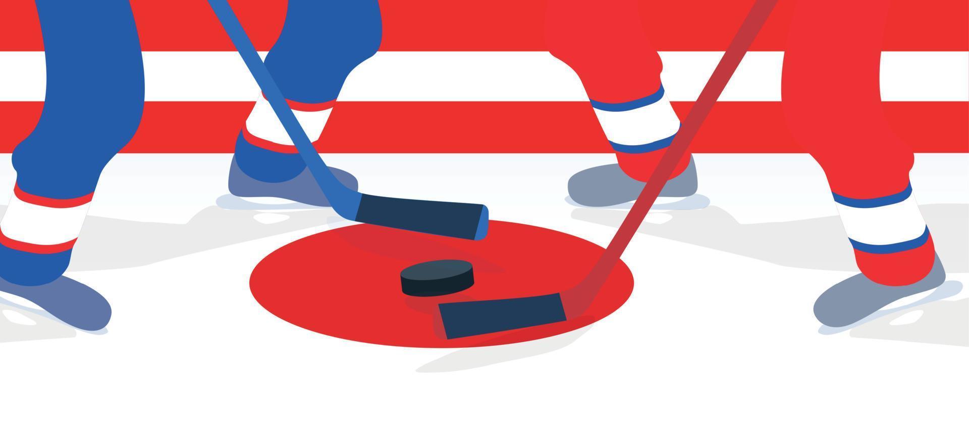 joueur de hockey sur glace avec bâton et rondelle. illustration vectorielle. vecteur