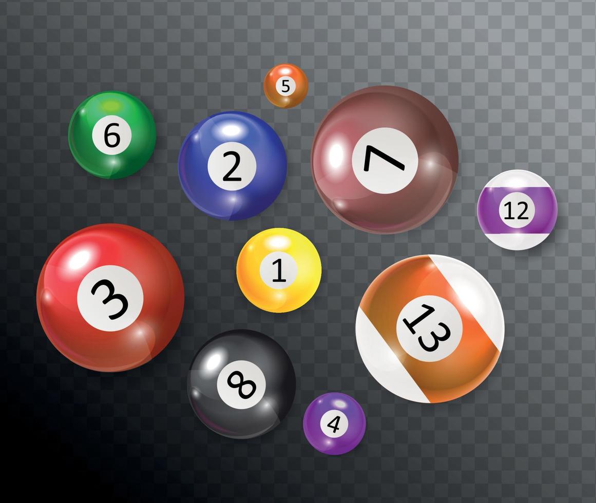 ivoires, boules de billard set vector