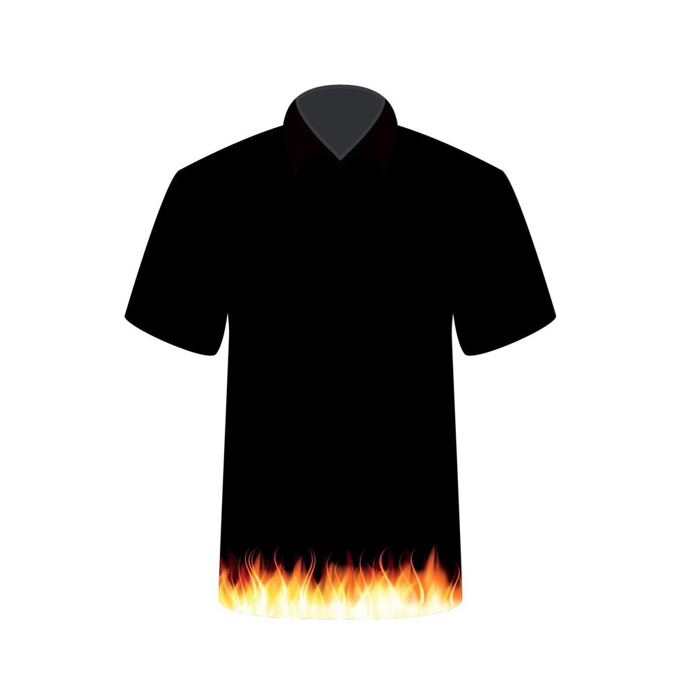 t-shirt noir avec l'image du feu. illustration vectorielle. vecteur