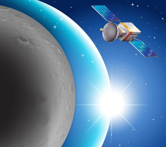 Scène de l&#39;espace avec satellite et planète bleue vecteur