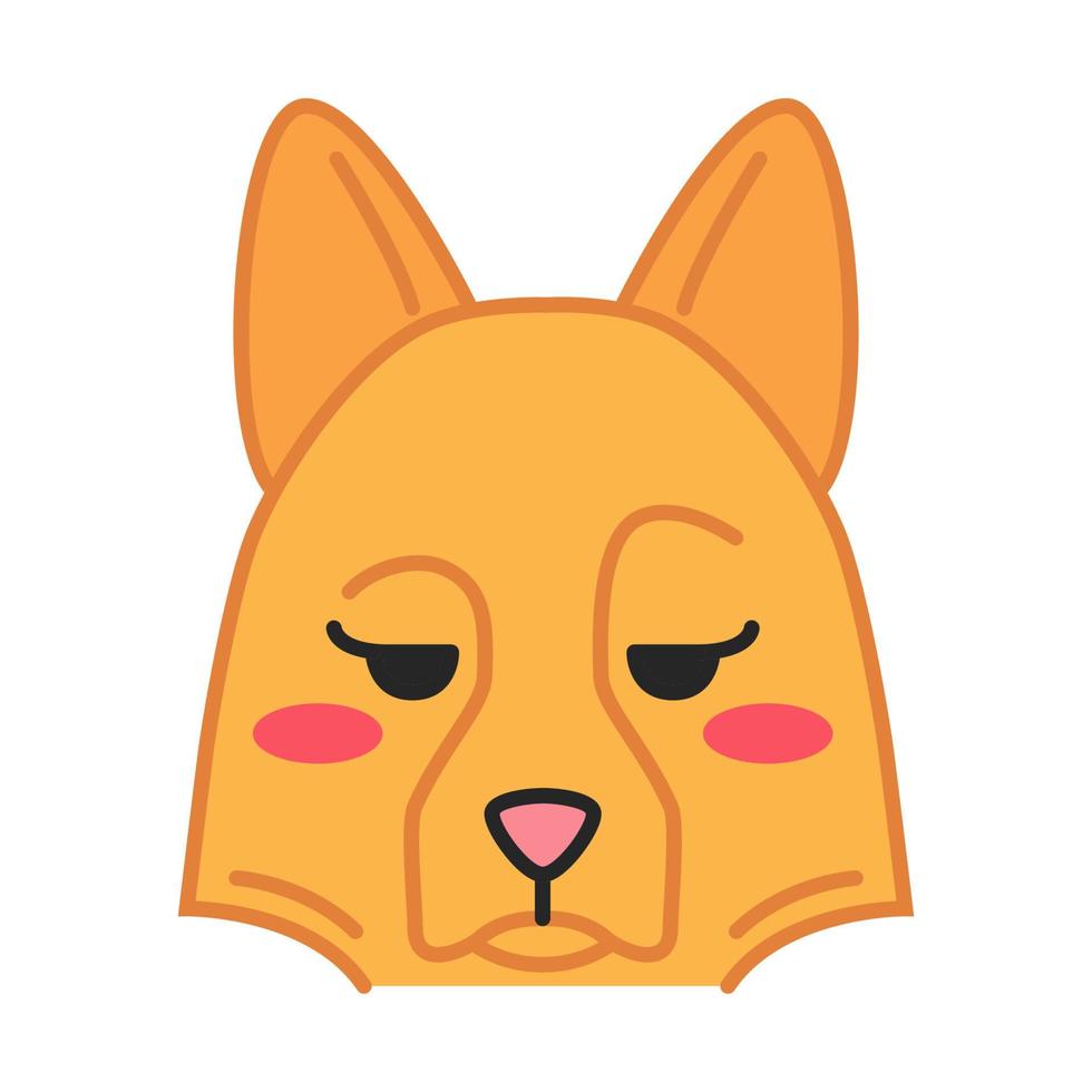 chien de berger mignon personnage vectoriel kawaii. chien au museau pensif. toutou souffrant avec des yeux tristes. qualité rincée compte tenu de l'animal. emoji drôle, autocollant, émoticône. illustration de couleur de dessin animé isolé