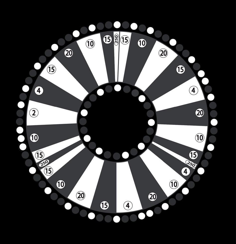 roue des couleurs de la fortune, jackpot de jeu sur fond noir. illustration vectorielle. vecteur