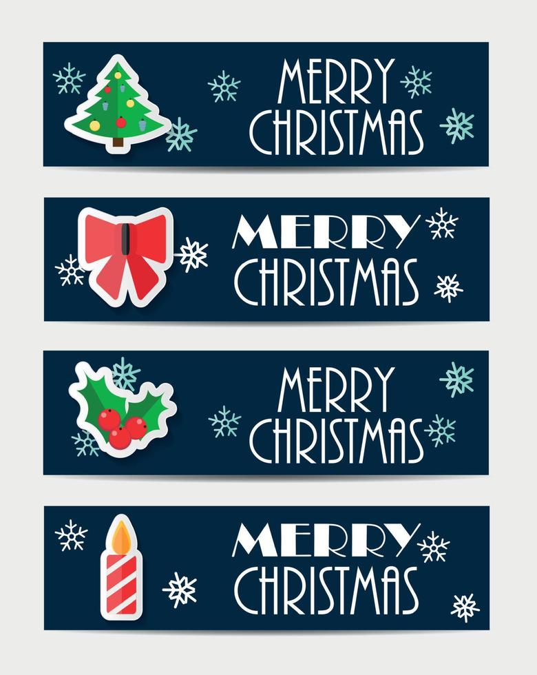 Bannière de site Web de flocons de neige de Noël et illustration vectorielle de fond de carte vecteur