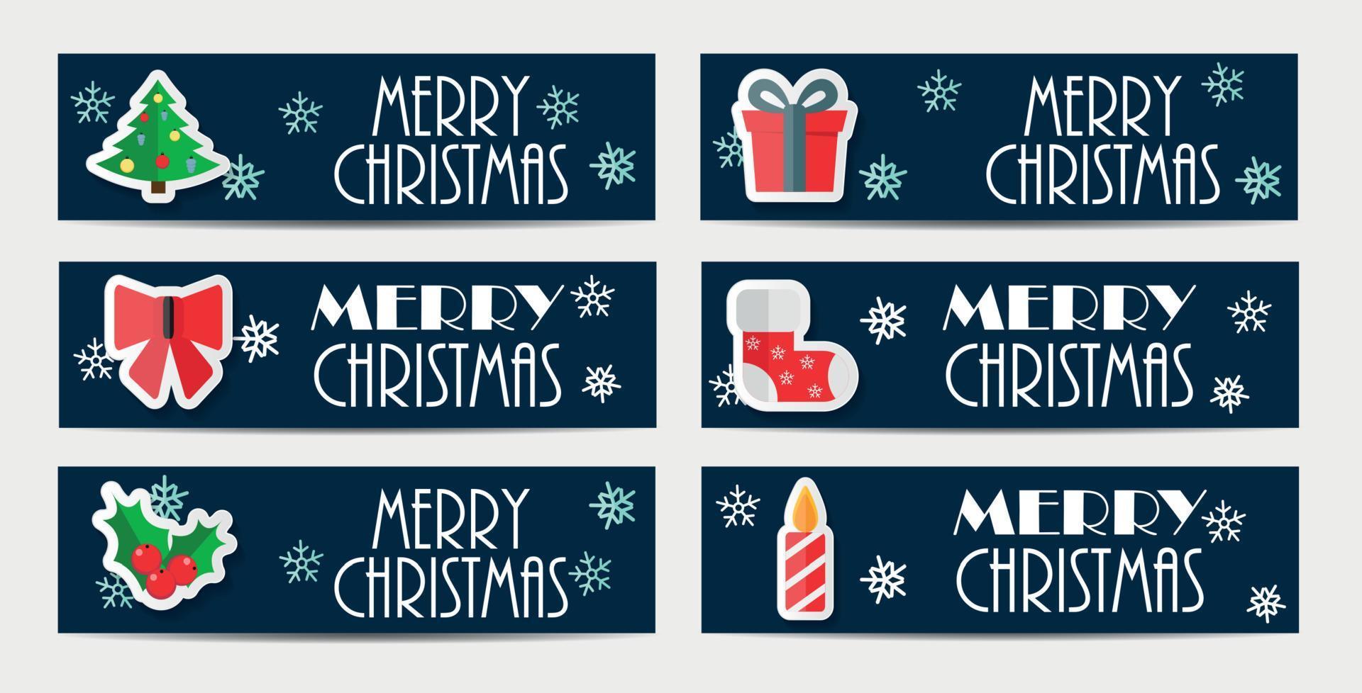 Bannière de site Web de flocons de neige de Noël et illustration vectorielle de fond de carte vecteur