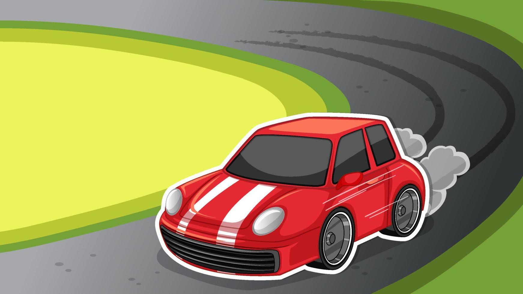 conception de vignettes avec voiture de course sur la route vecteur