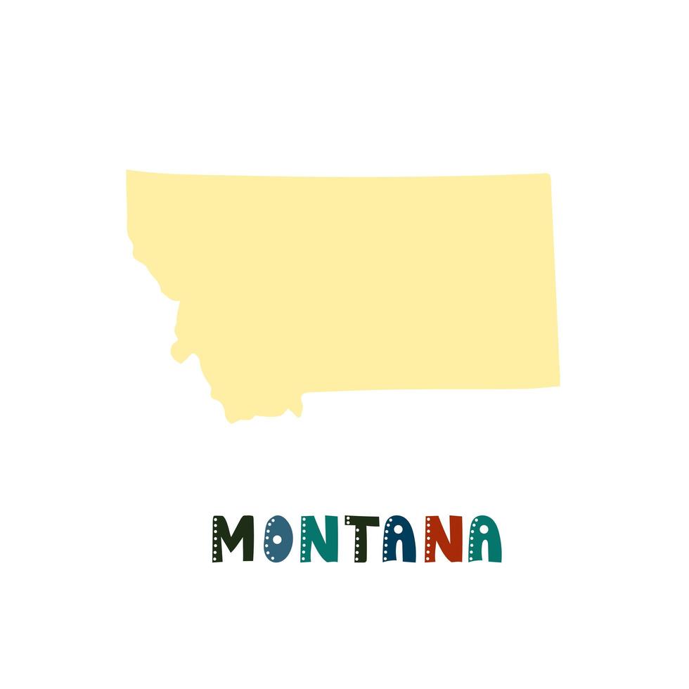 collection américaine. carte du montana - silhouette jaune vecteur