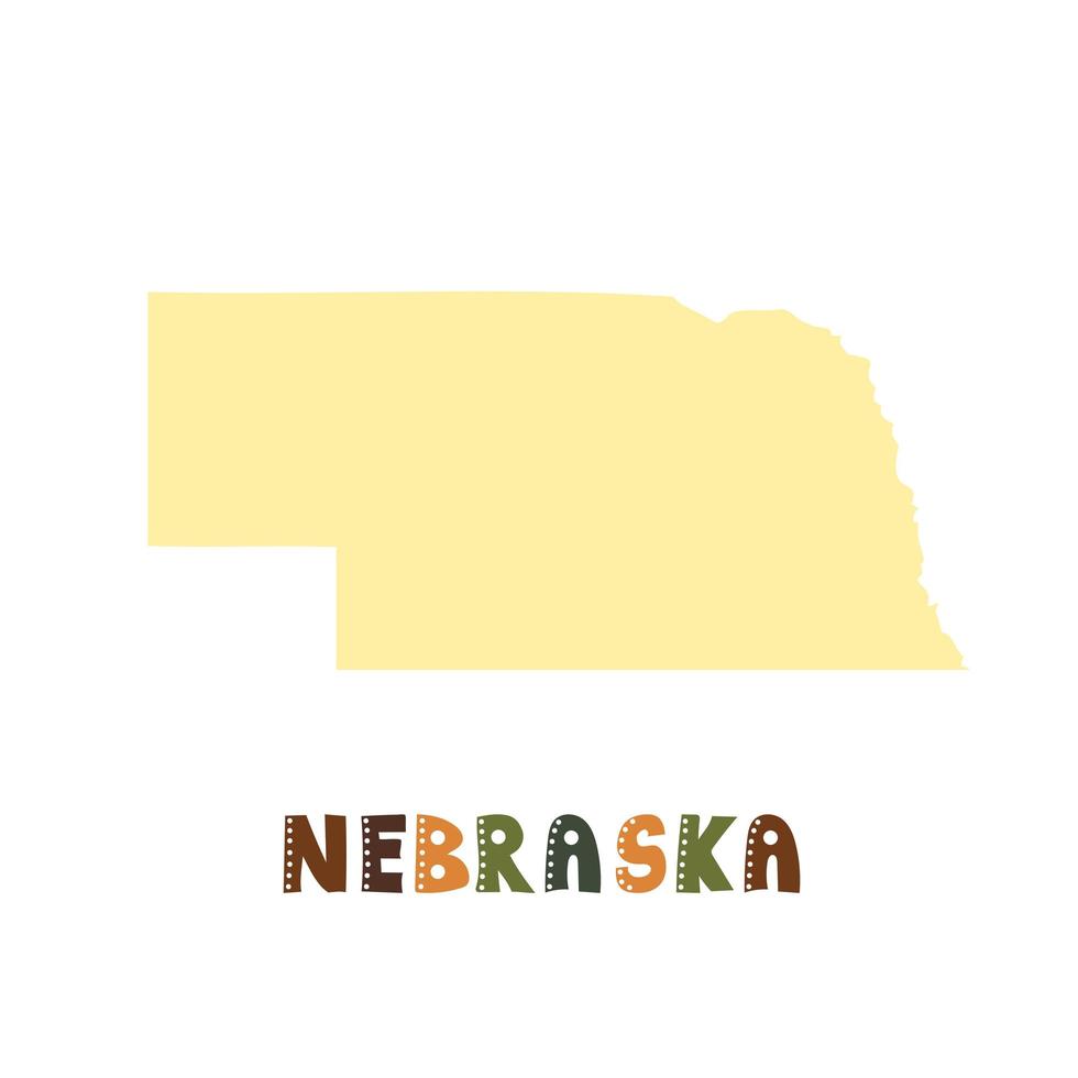 collection américaine. carte du nebraska - silhouette jaune vecteur