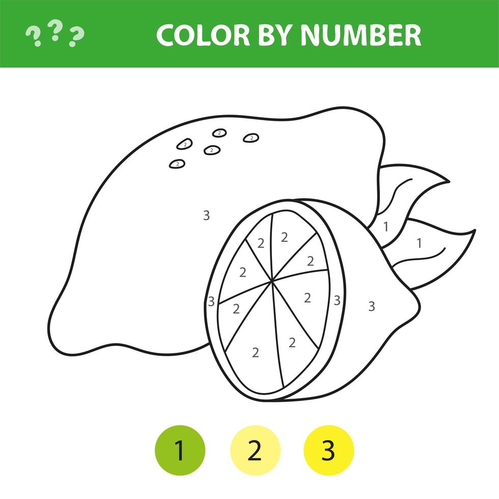illustration vectorielle à colorier par numéros jeu éducatif avec citron de dessin animé vecteur