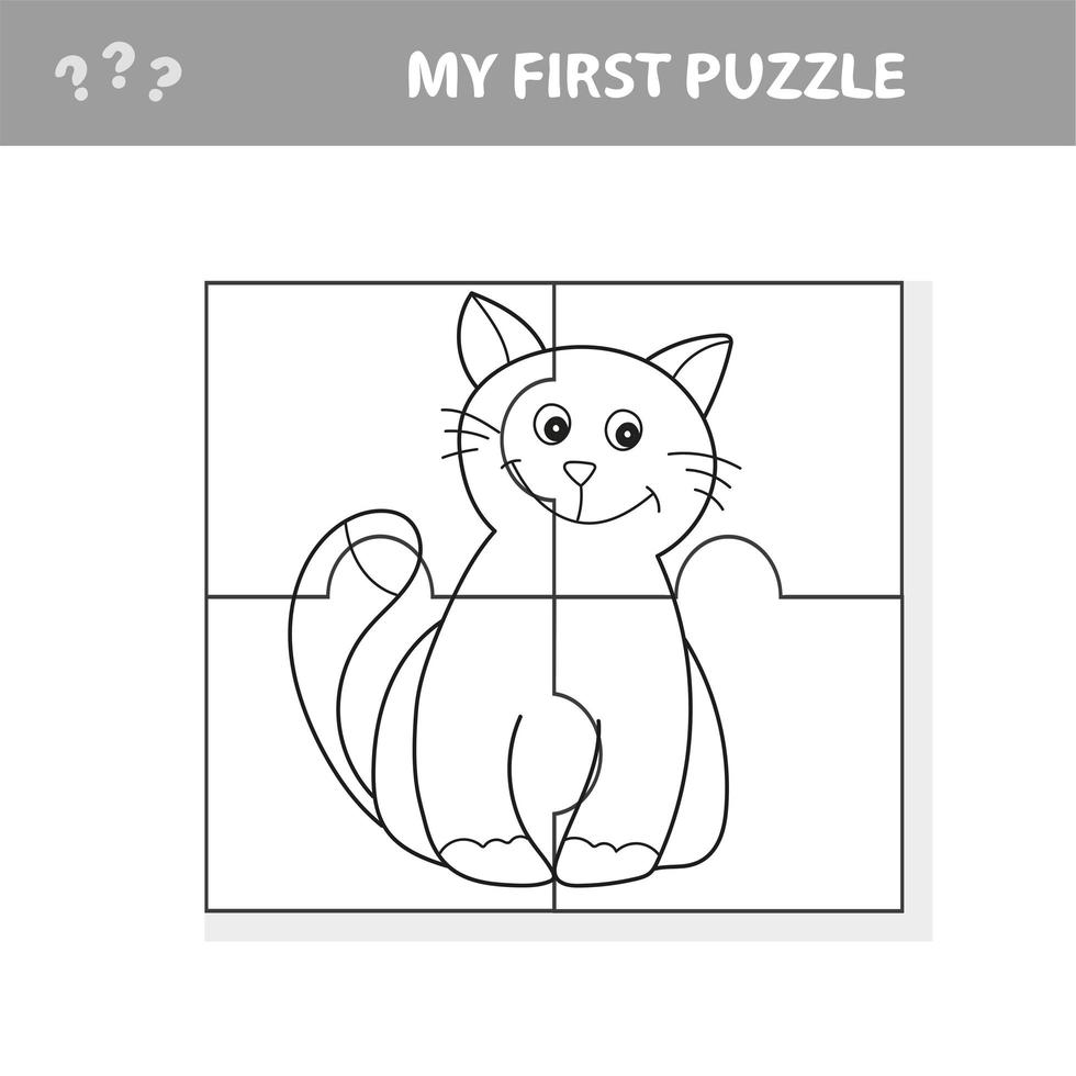 mon premier casse-tête. jeu de puzzle mignon avec un chat de dessin animé heureux pour les enfants vecteur