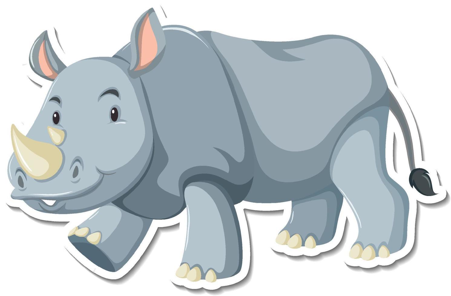 autocollant de personnage de dessin animé mignon de rhinocéros vecteur