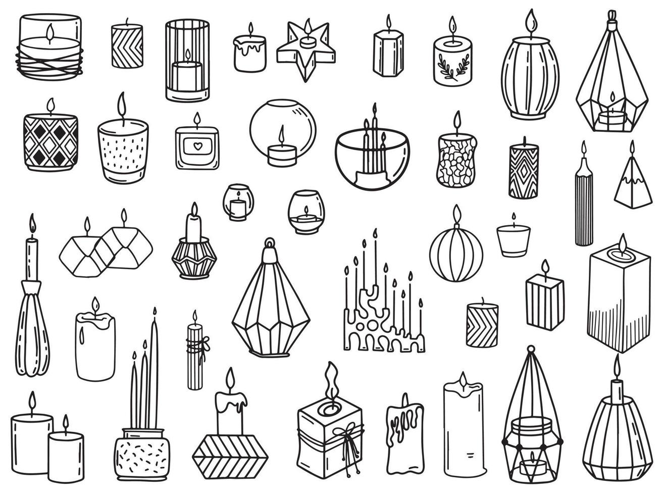 illustration vectorielle de logos de style linéaire avec ensemble de divers chandeliers sur fond blanc vecteur