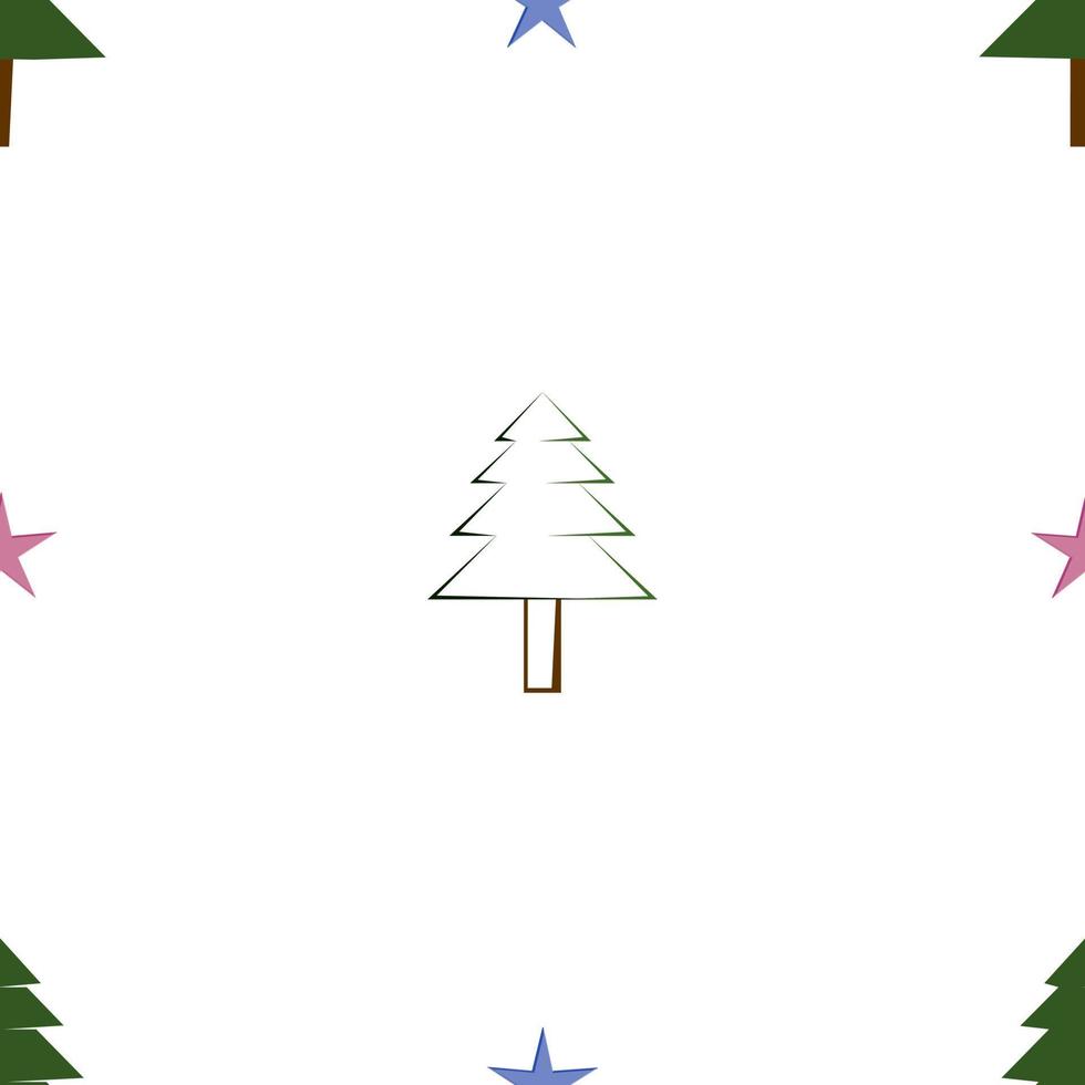 motif de répétition de noël avec étoile et arbre de noël, arbre de noël et étoiles échantillon vectoriel dessiné à la main pour textile, emballage cadeau, tissu, toile de fond web et emballage.