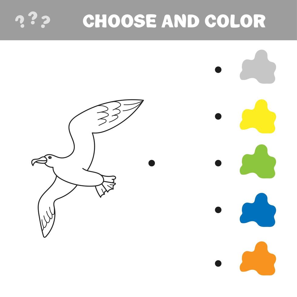 Jeu éducatif livre de coloriage oiseau mouette vector illustration