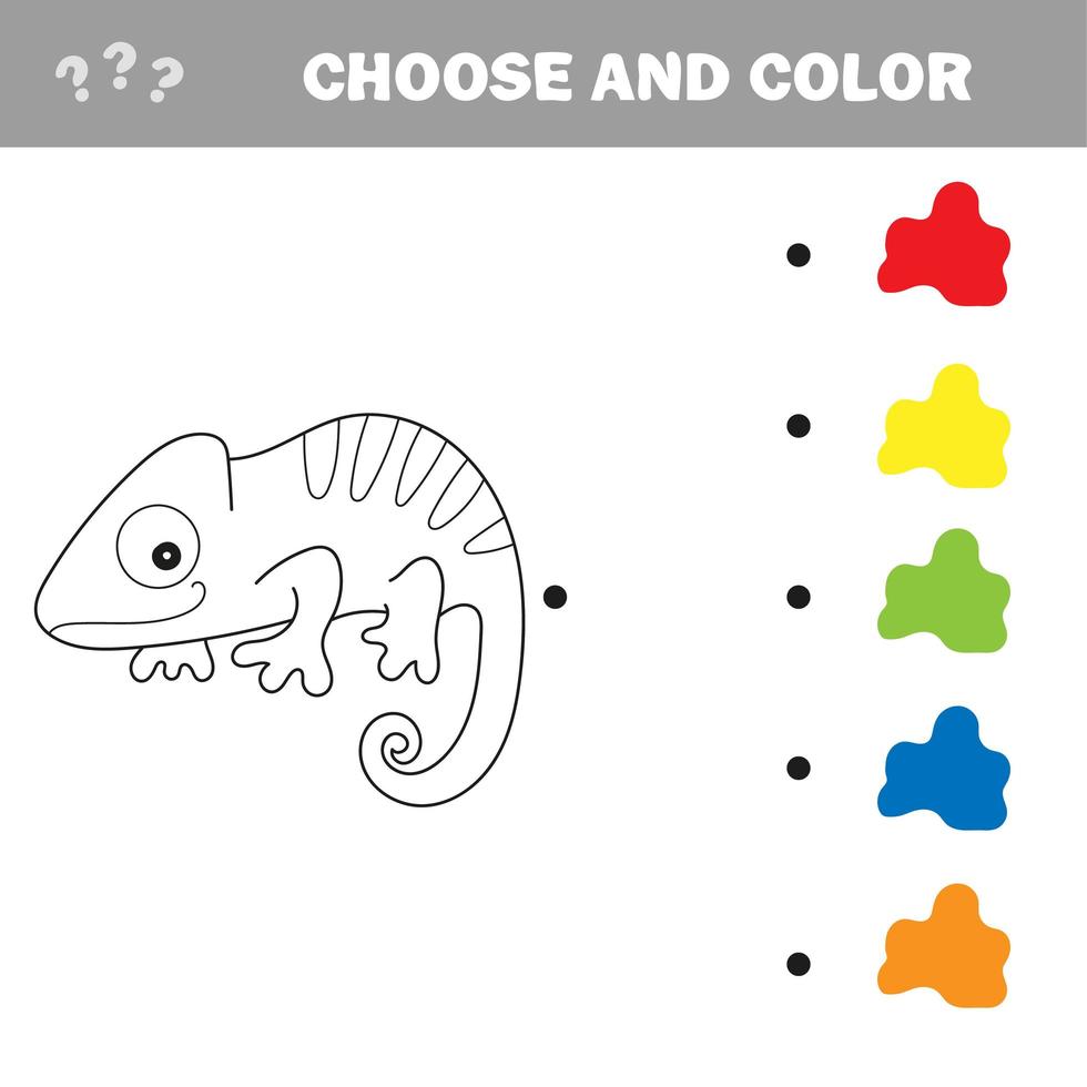 iguane à colorier. livre de coloriage pour les enfants. jeu visuel. vecteur