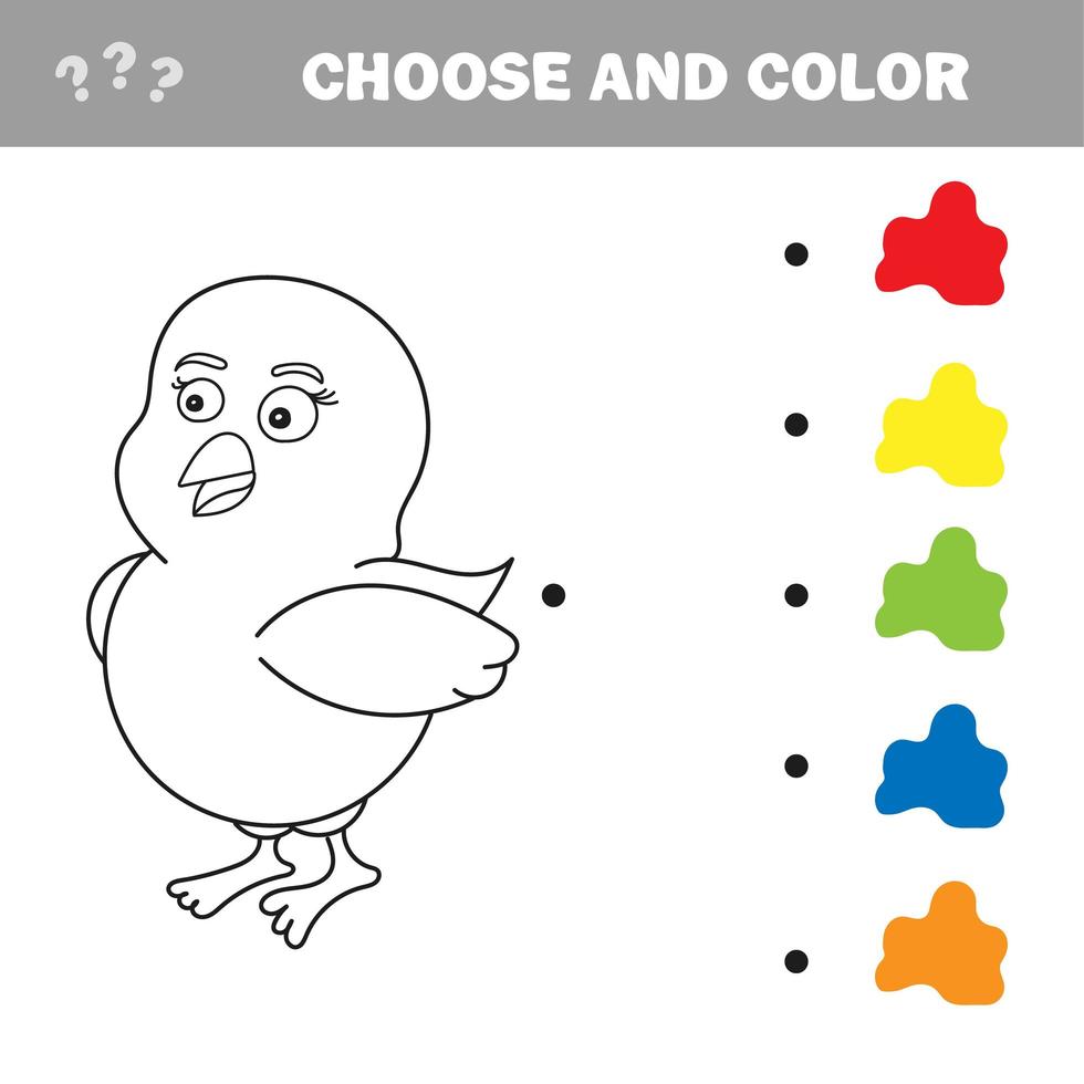 poulet à colorier, le livre de coloriage pour les enfants d'âge préscolaire vecteur