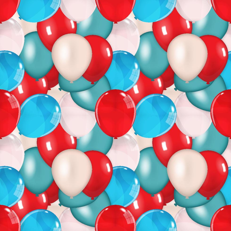 ballons rouges, bleus, roses. modèle sans couture. illustration vectorielle vecteur