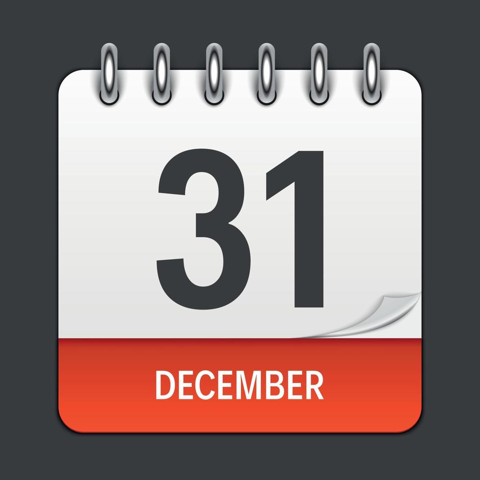 icône quotidienne du calendrier du 31 décembre. emblème d'illustration vectorielle. élément de conception pour les documents et applications de bureau de décoration. logo du jour, date, mois et jour férié vecteur