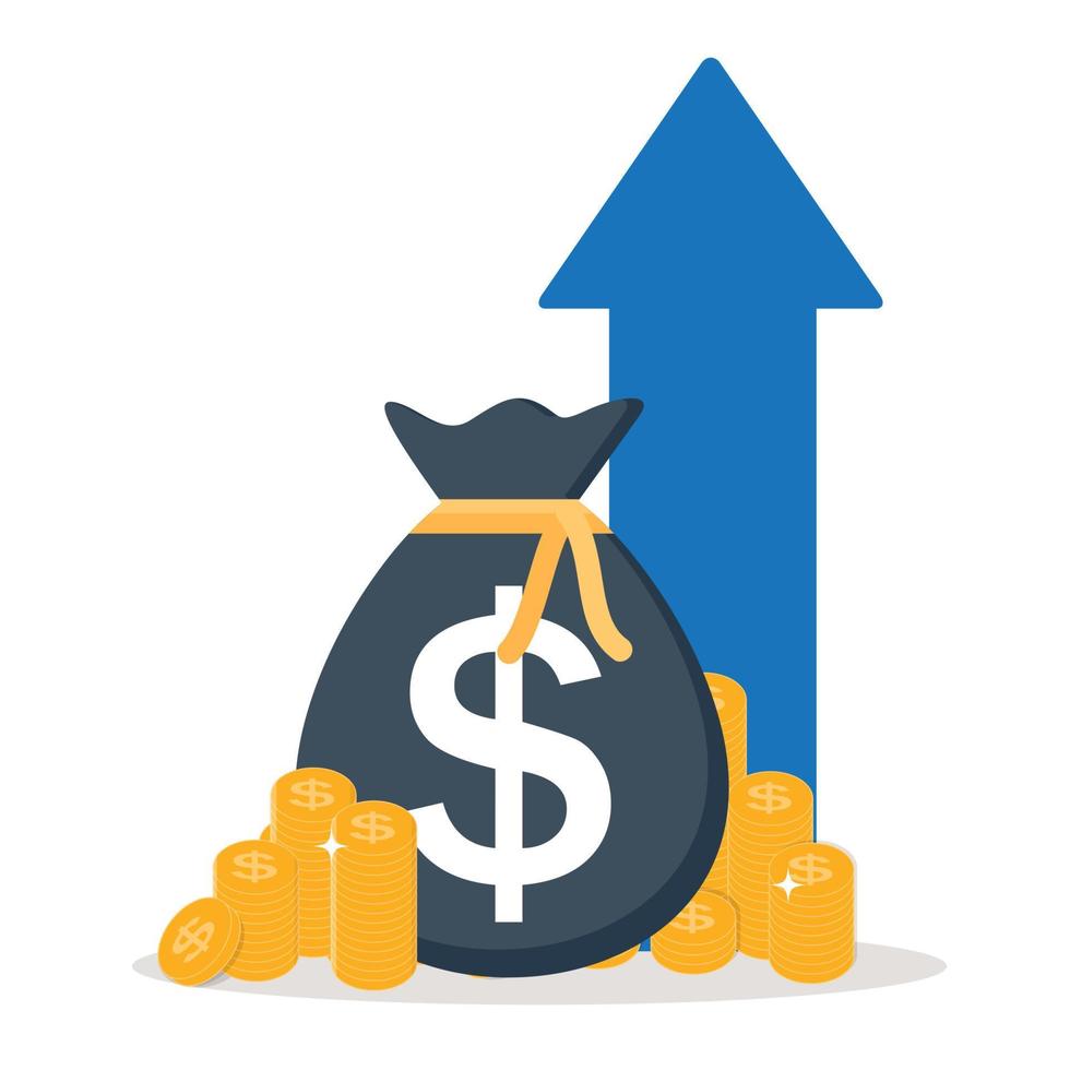 augmentation des revenus, stratégie financière, icône de pièces d'or signe business finance argent concept illustration vectorielle vecteur