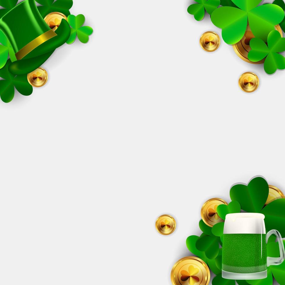 joyeux saint patrick fond avec des feuilles de trèfle. illustration vectorielle vecteur