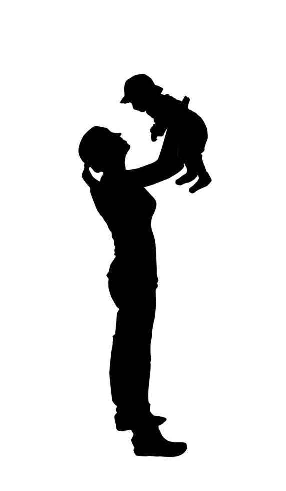 autocollant pour voiture silhouette de mère avec enfant. l'enfant est dans la voiture. illustration vectorielle. vecteur