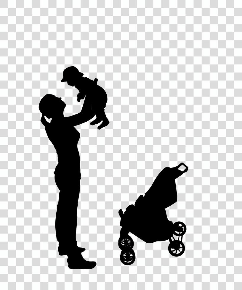 autocollant pour voiture silhouette de mère avec enfant. l'enfant est dans la voiture. illustration vectorielle. vecteur
