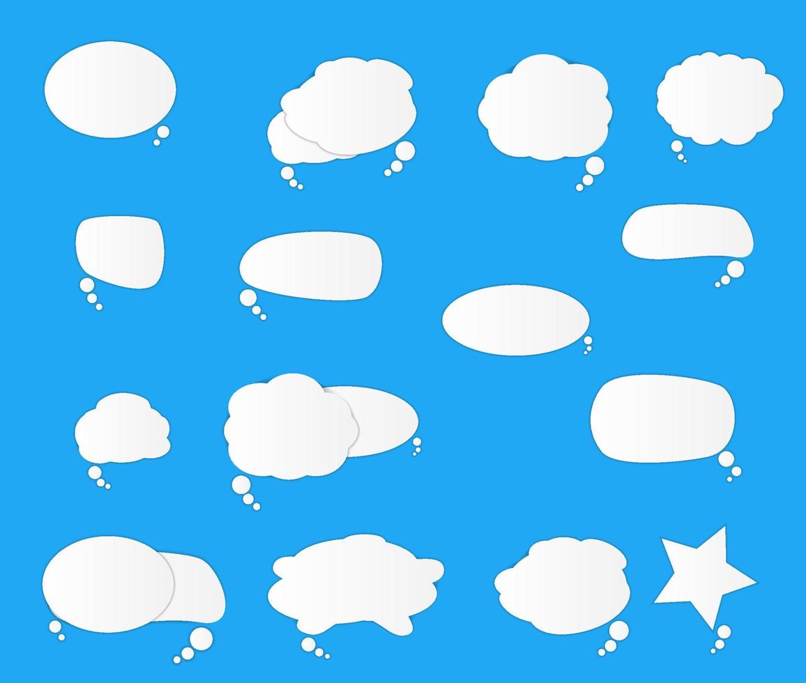 bulles de discours rétro blanc blanc sur fond bleu. illustration vectorielle vecteur