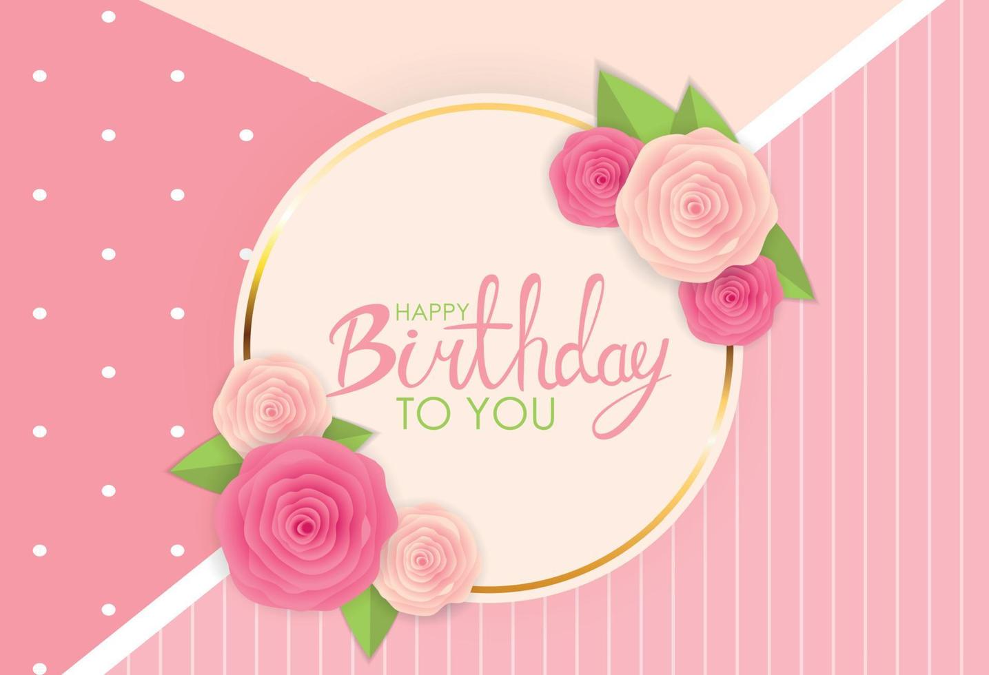 modèle de carte de fond abstrait joyeux anniversaire avec des fleurs vector illustration