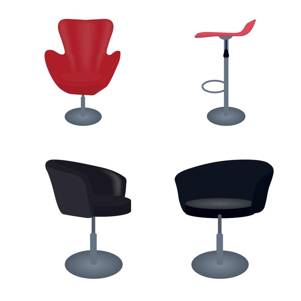 ensemble de meubles modernes et anciens chaises confortables et tabouret de bar. illustration vectorielle. vecteur