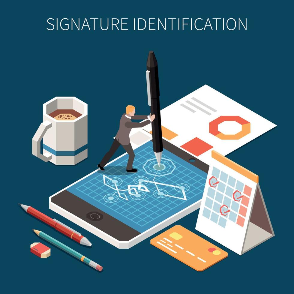 composition d'identification de signature personnelle vecteur