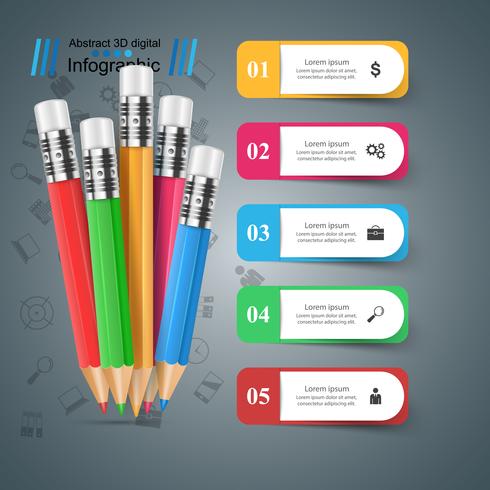 Crayon, icône de l&#39;éducation. Infographie de l&#39;entreprise. vecteur