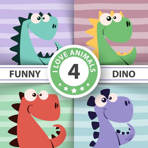 Illustration de dino mignon. Quatre articles. vecteur