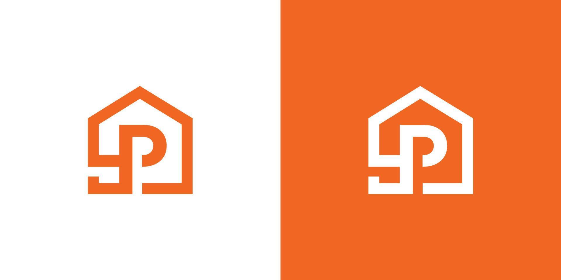 le logo initial de la lettre p en forme de maison convient à l'immobilier et autres vecteur