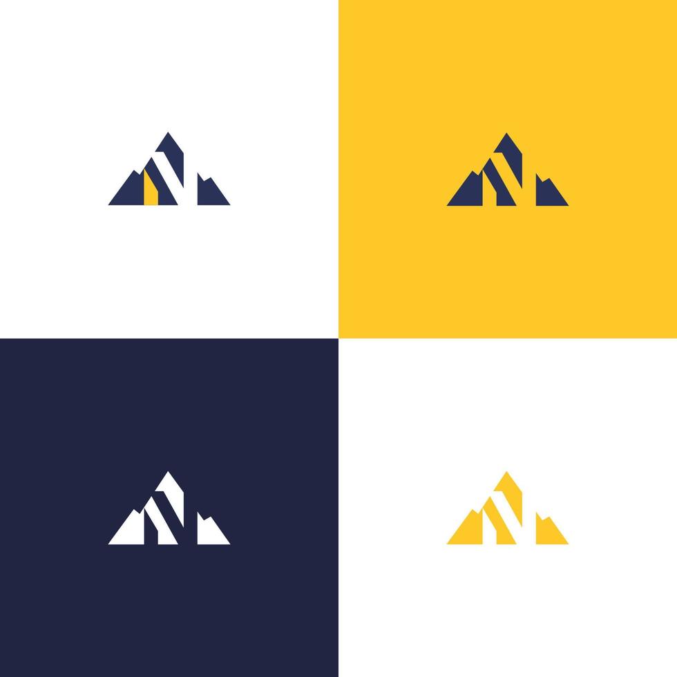 logo de montagne avec les initiales simples et modernes de la lettre nv 2 vecteur