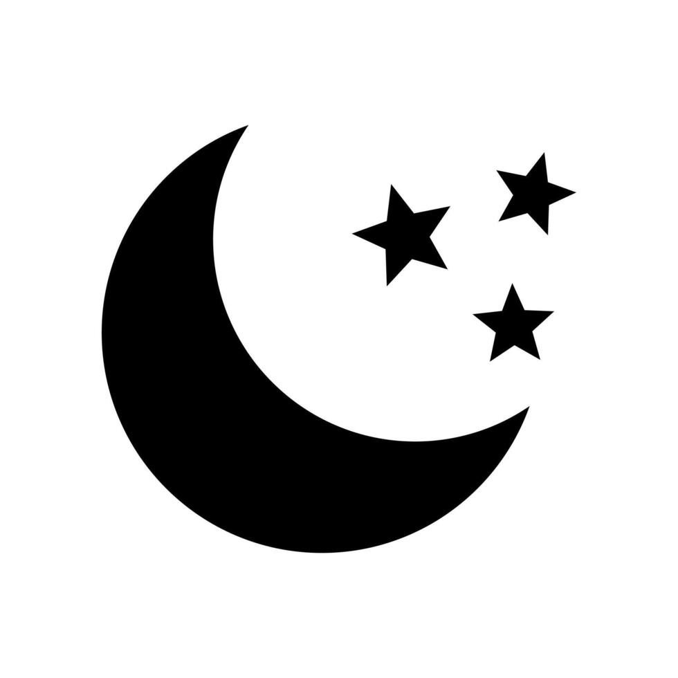 croissant lune avec étoiles icône sur blanc Contexte. nuit icône. croissant lune icône. minimaliste style. vecteur