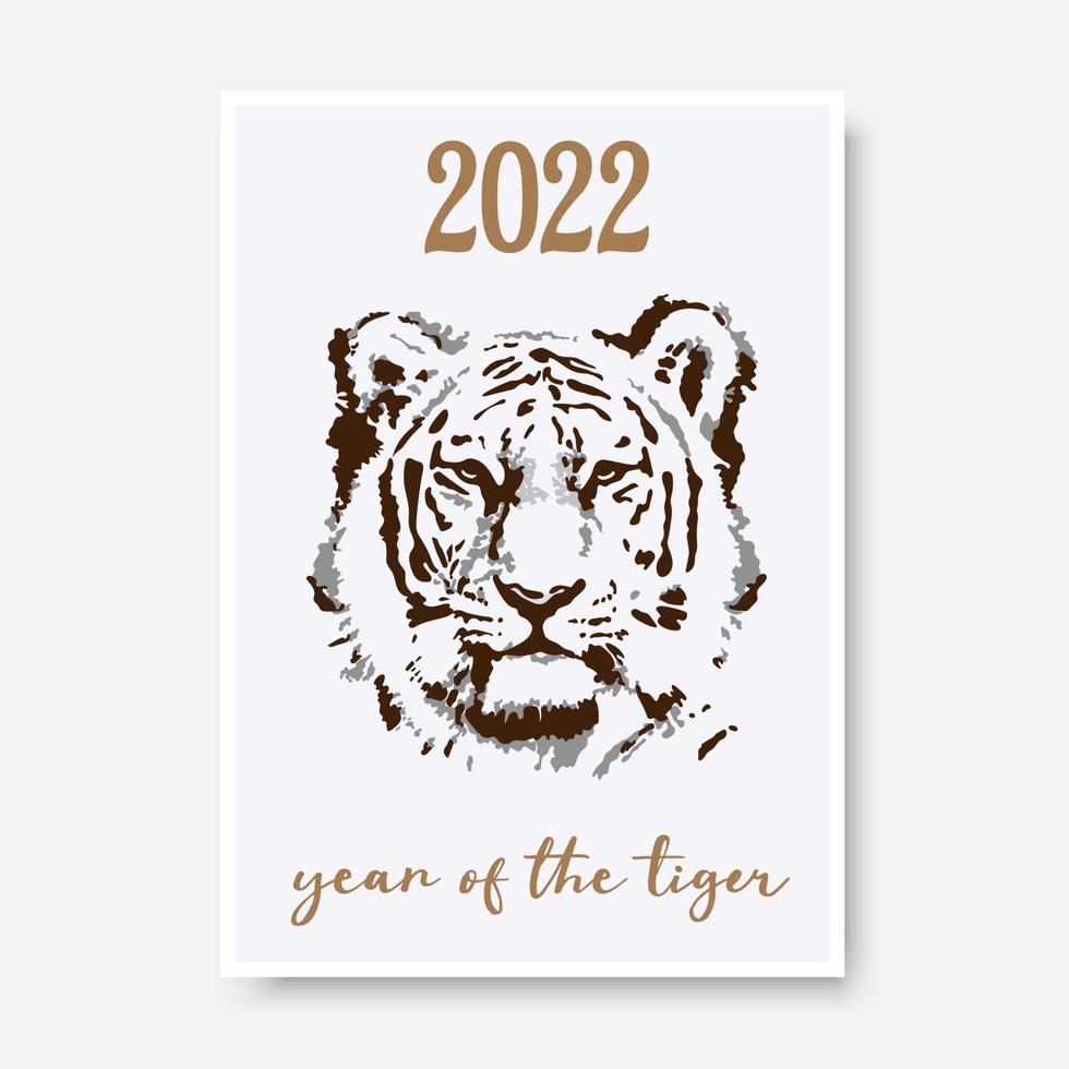 silhouette stylisée de tigre, symbole du nouvel an chinois 2022 vecteur