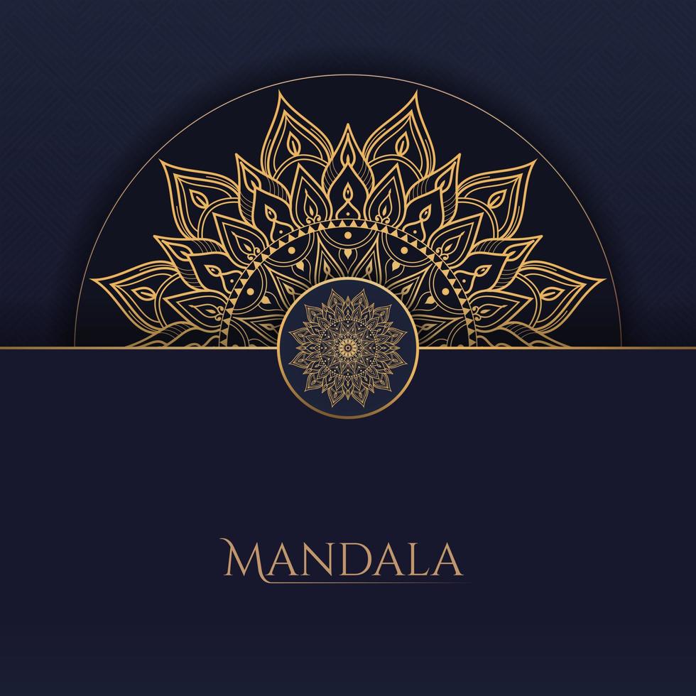 conception de fond de mandala ornemental de luxe de couleur or et bleu pour l'impression, l'affiche, la couverture, la brochure, le dépliant vecteur